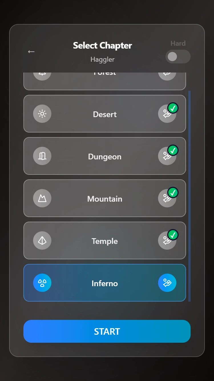 The old chapter choice with Inferno selected.